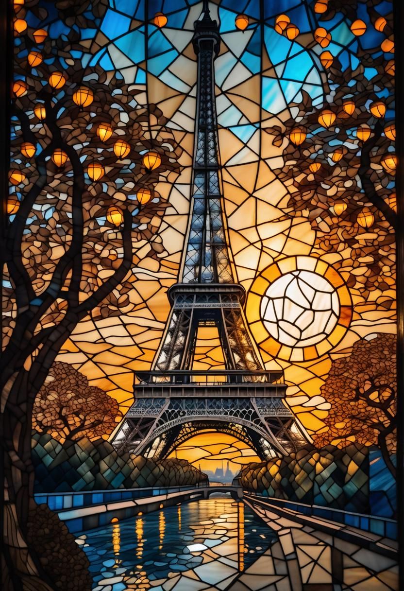Eiffel Tower in Stained Glass