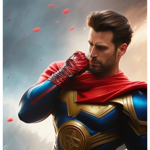 Superhero Portrait in Watercolor Style