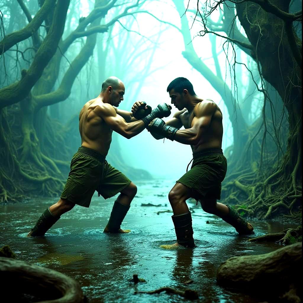 MMA Fighters Engage in Epic Battle in Mysterious Bog Landsca...