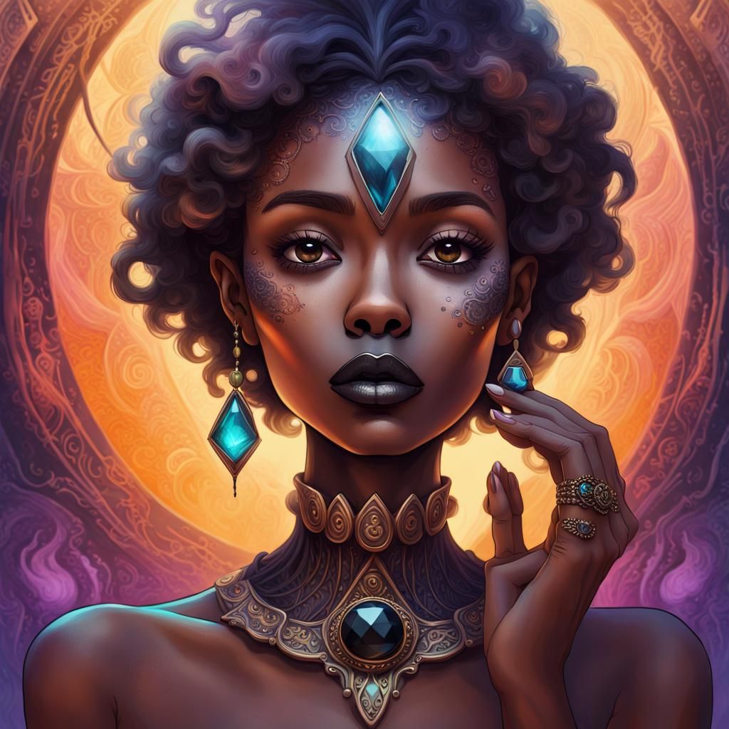 Mystical Being with Gemstone, Fantasy Concept Art