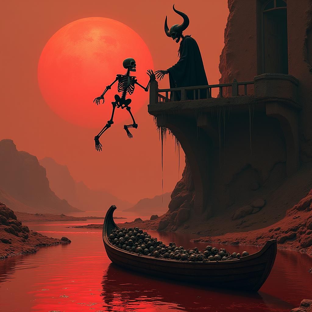 Demonic Skeleton Throws Victim from Martian Castle