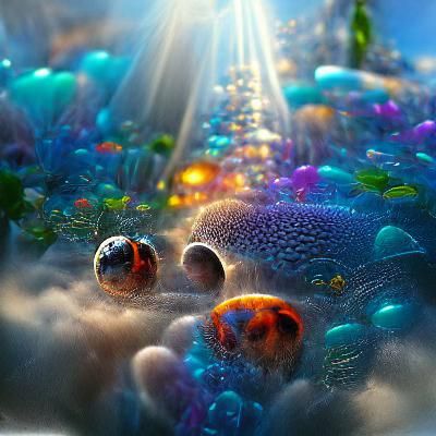 Luminous Deep Ocean Coral Reef Scene in Hyperrealism