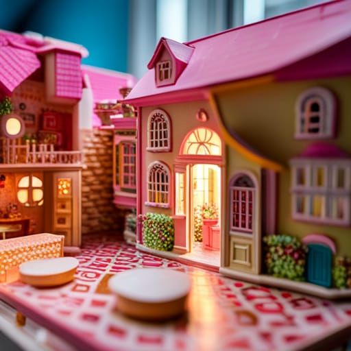 Ornate Dollhouse Interior with 3D Effect