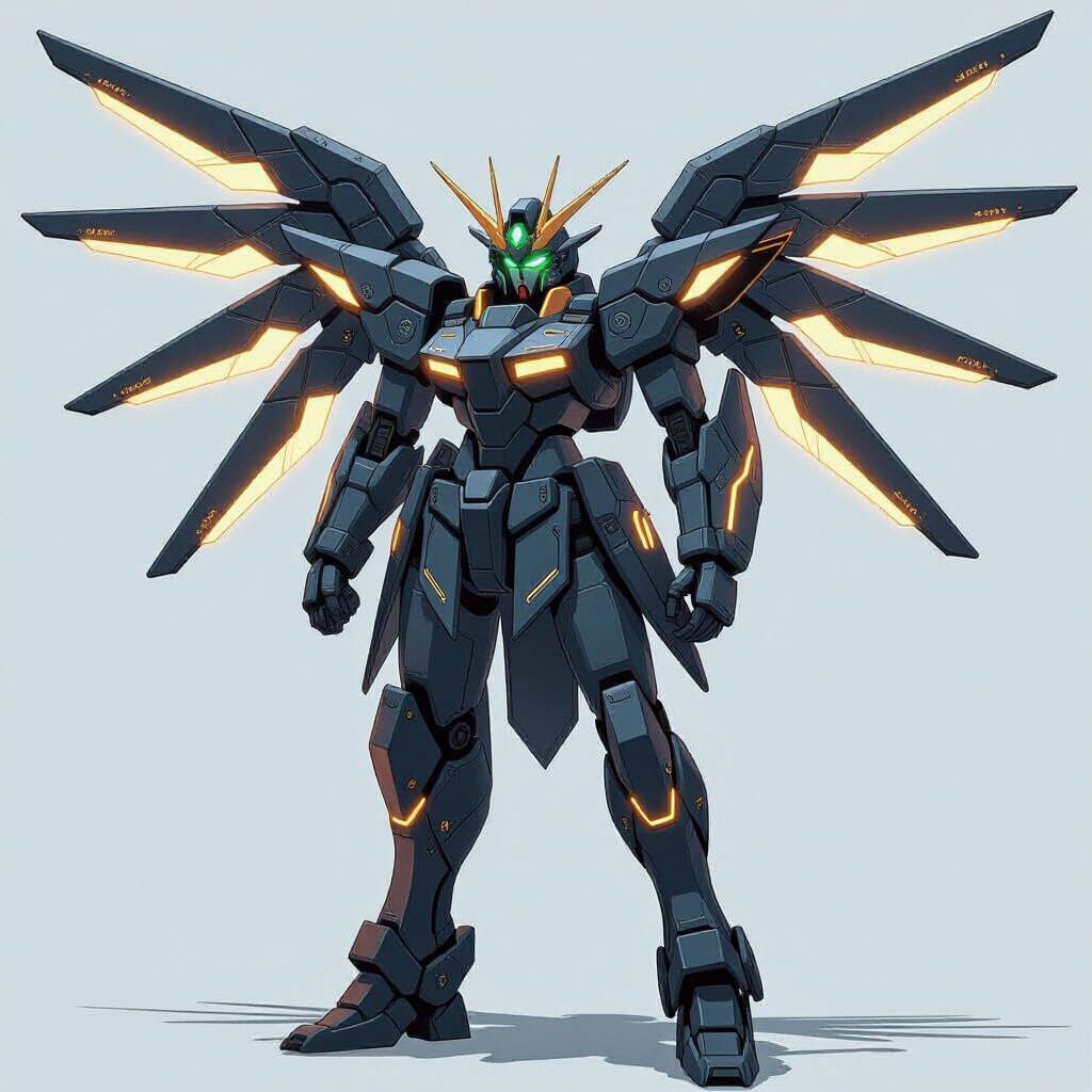 Anime Mech Warrior with Energy Sword and Wings