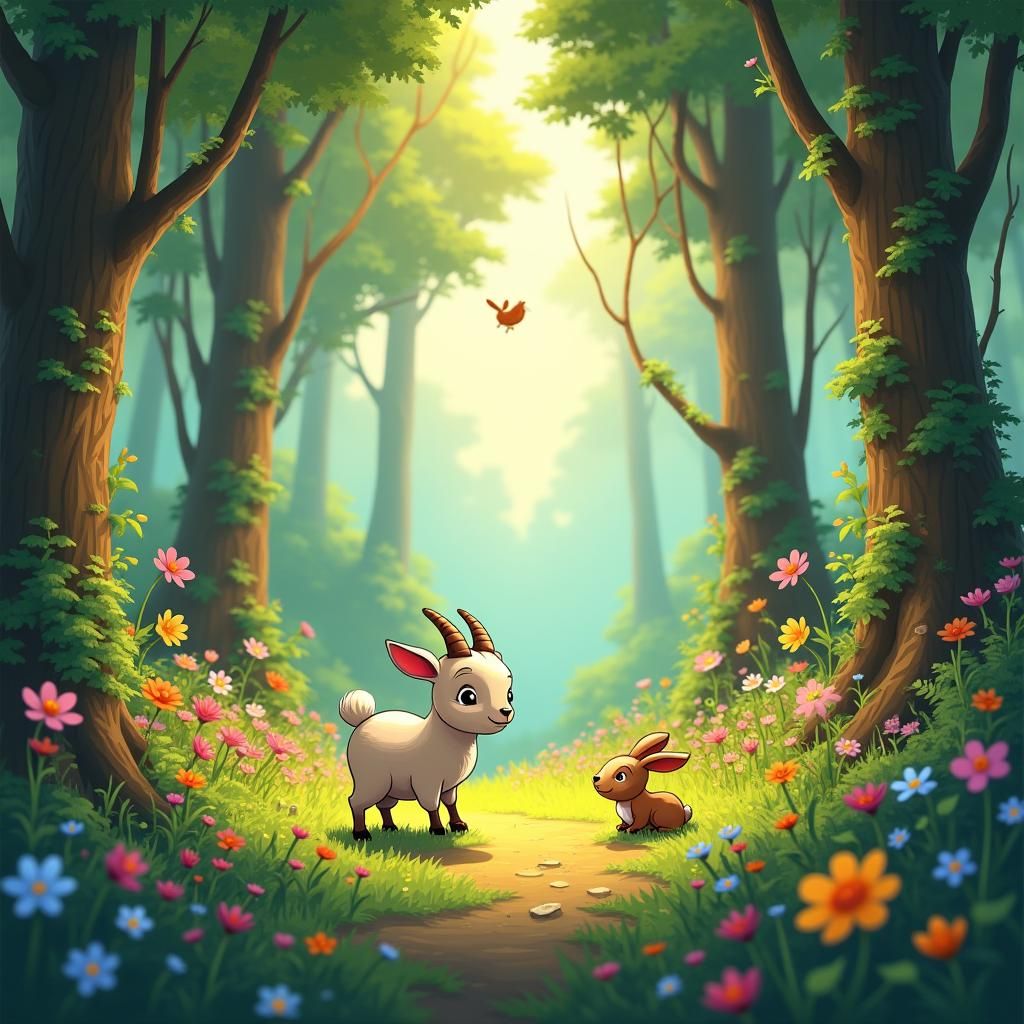 Goat Explores Enchanted Forest in Animated 3D