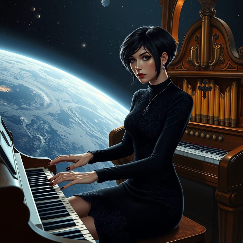Goth Power Girl Plays the Pipe Organ in Cosmic Splendor