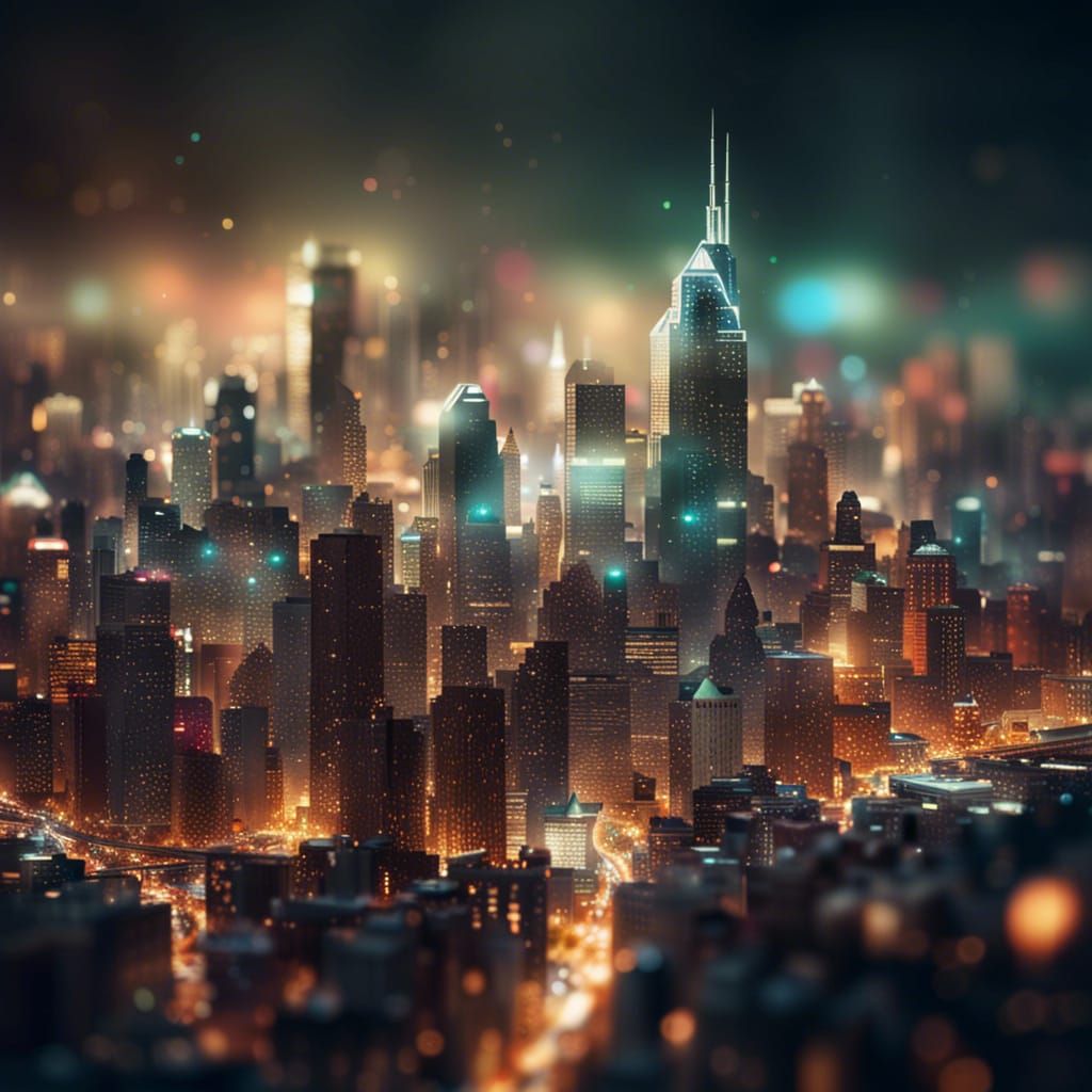 Photorealistic Cityscape at Night in High Resolution