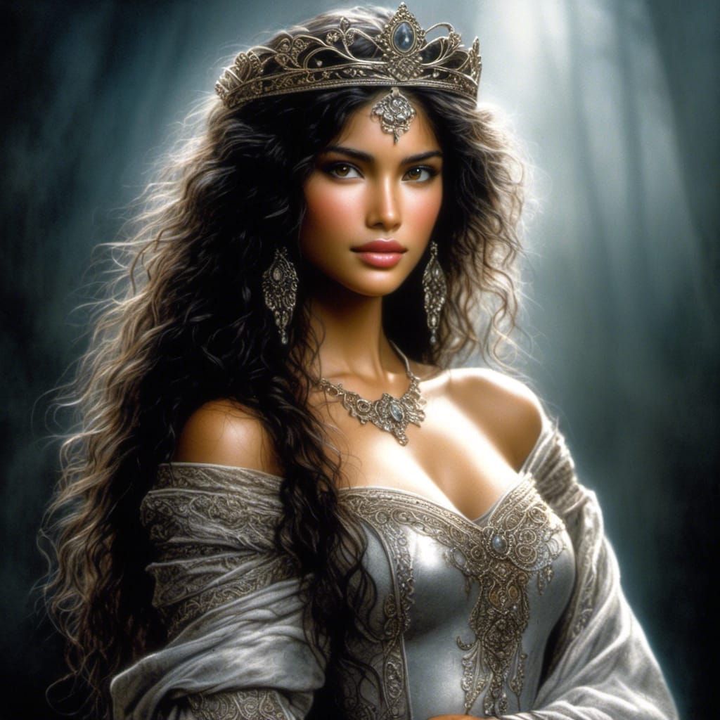 Brunette Amazon Portrait in Realism Style