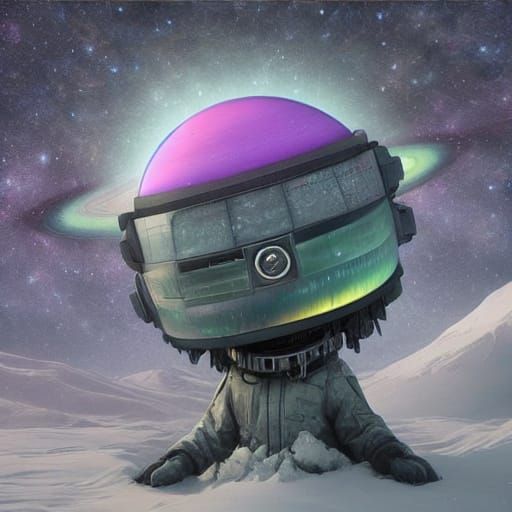 Astronaut Gazes at Aurora on Alien Planet