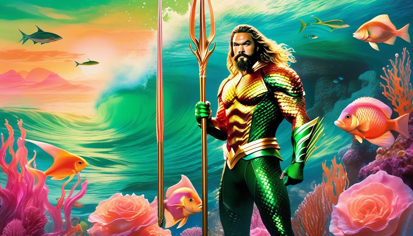 Aquaman in Pink: A Surrealist Watercolor Dream