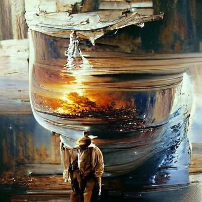 Resilient Figure Stands Tall, Oil Painting