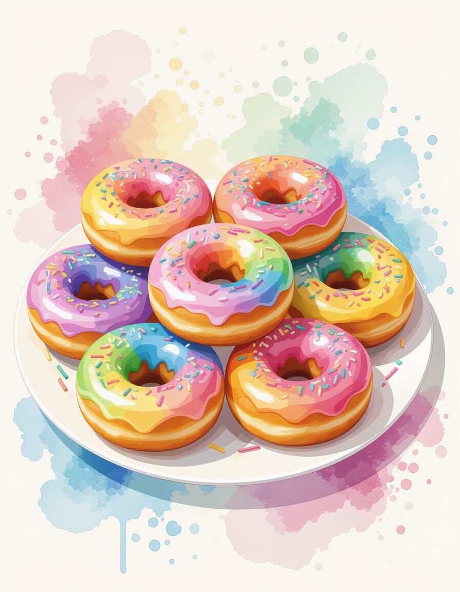 Rainbow Star Donuts with Watercolor Sprinkles