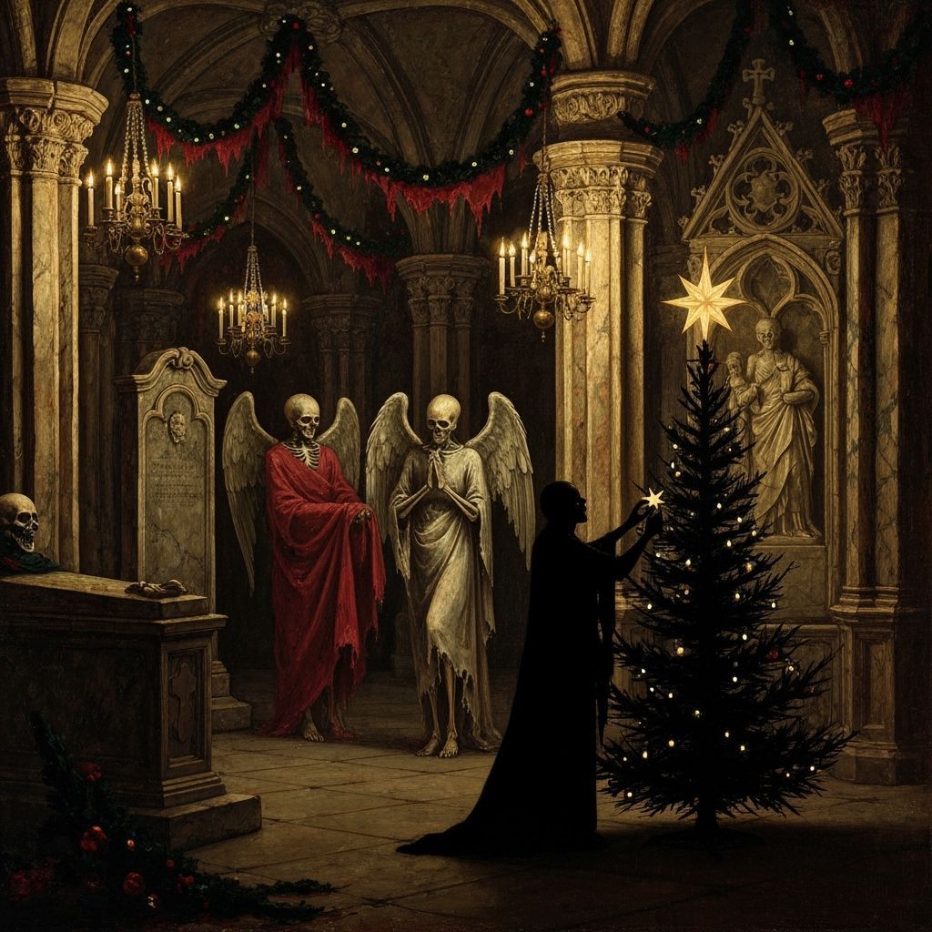 Gothic Crypt with Skeletal Angels and Baroque Artistry