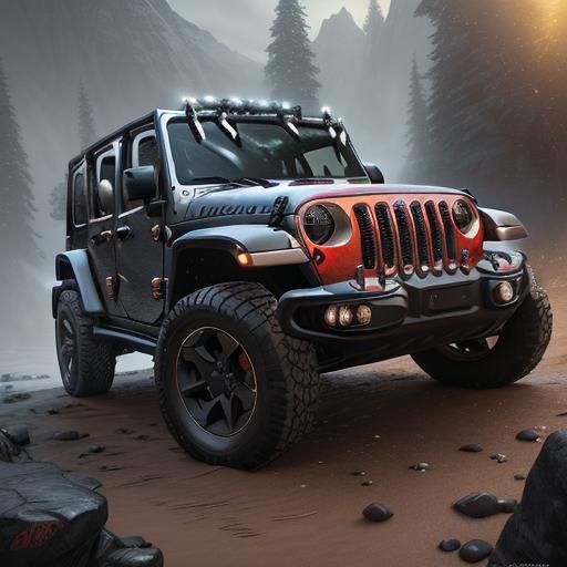 Festive Christmas Jeep Wrangler: Detailed Matte Painting