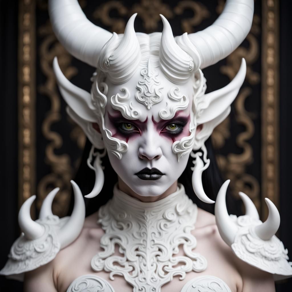 Porcelain Oni with Goth Makeup
