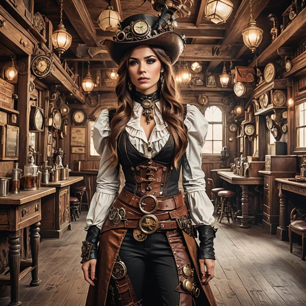 Steampunk Beauty in Wild West Saloon
