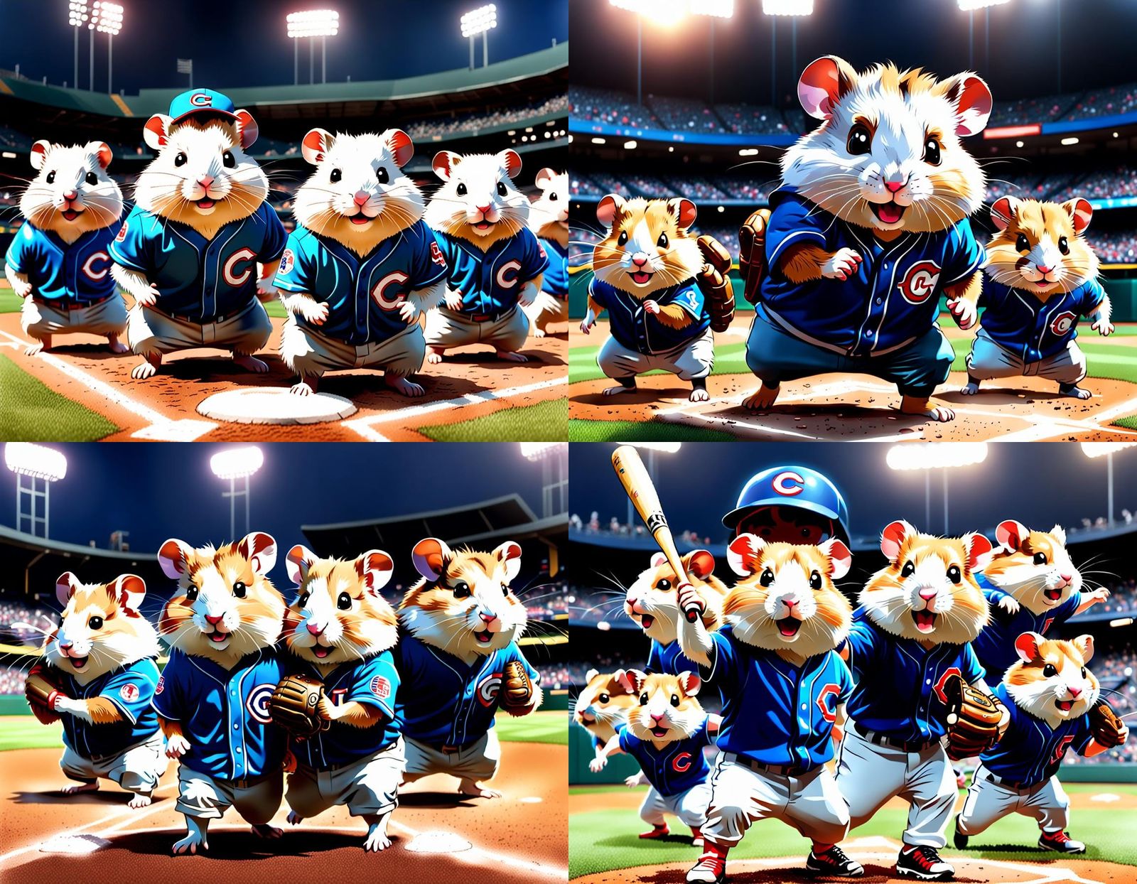 Hamster Baseball Team in 8K HD