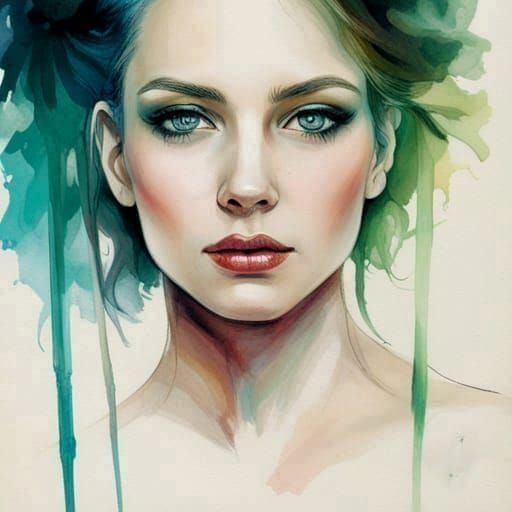 Colorful Portrait of a Beautiful Woman in Digital Art Style