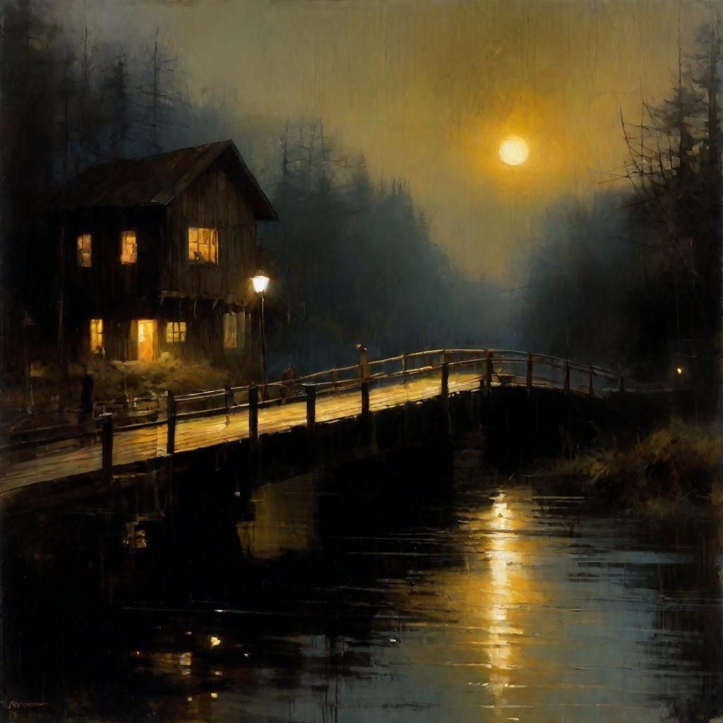 Majestic Beaver by Bridge at Night