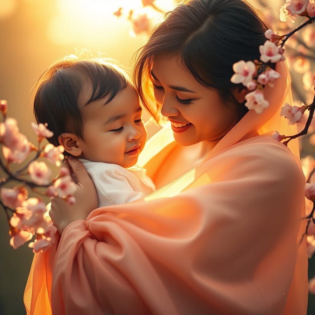 Tender Moment of Unconditional Love in Golden Light