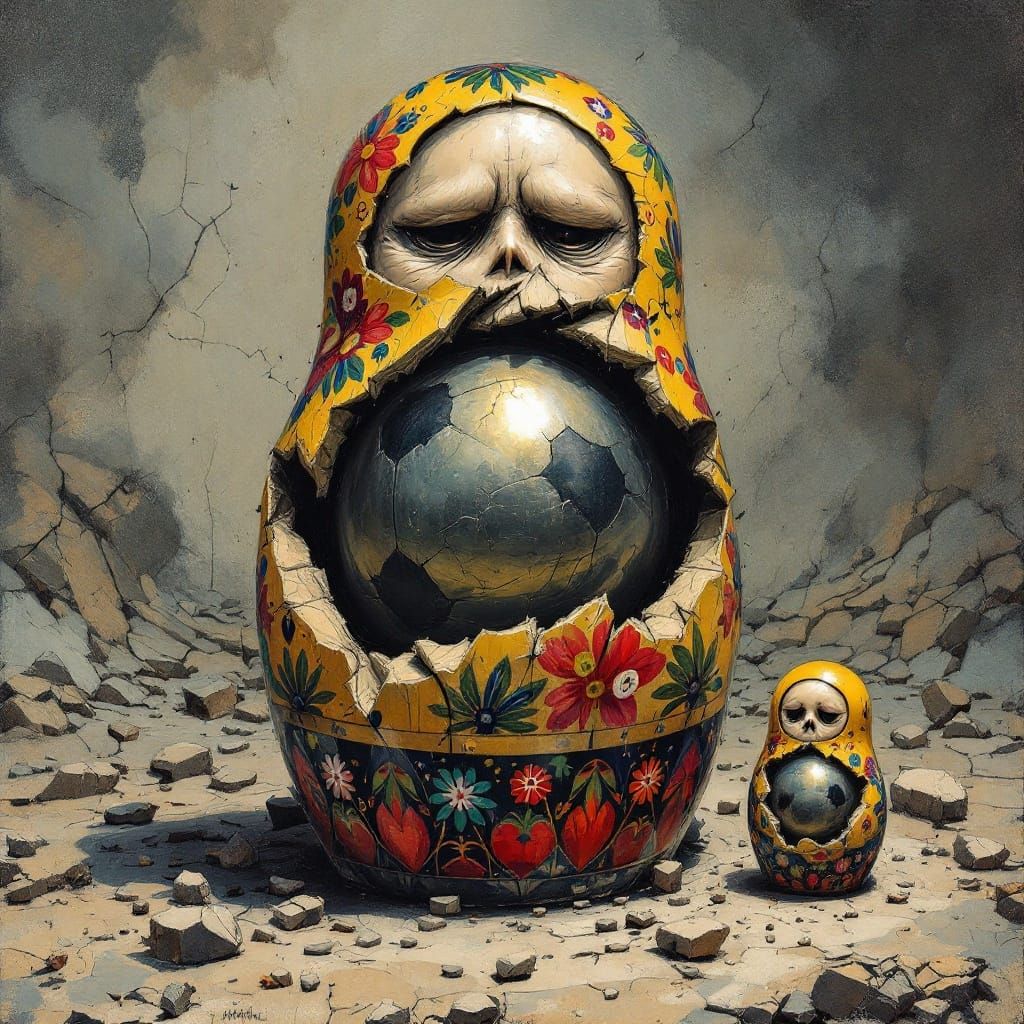 Russian Matryoshka Doll Confronts Nuclear Warhead in Impress...