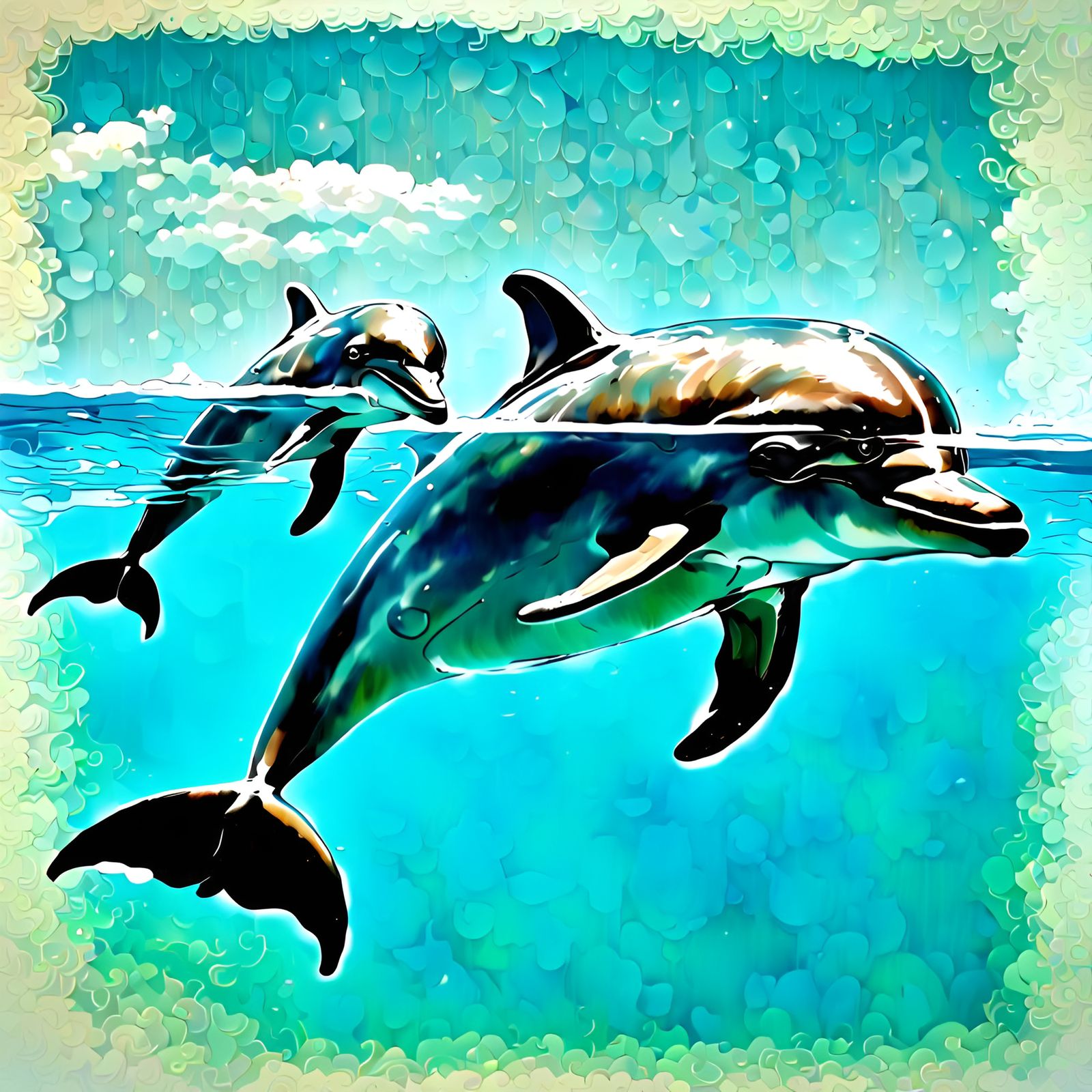 Visually Stunning Double Exposure Dolphin Image