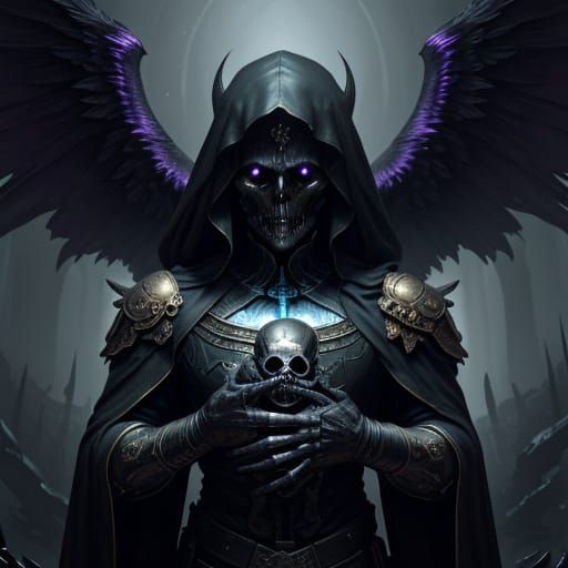 Angel of Death Protects Child: Dark Fantasy Art
