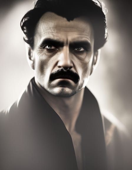 Dracula in Shadows: Ambient Lit Portrait