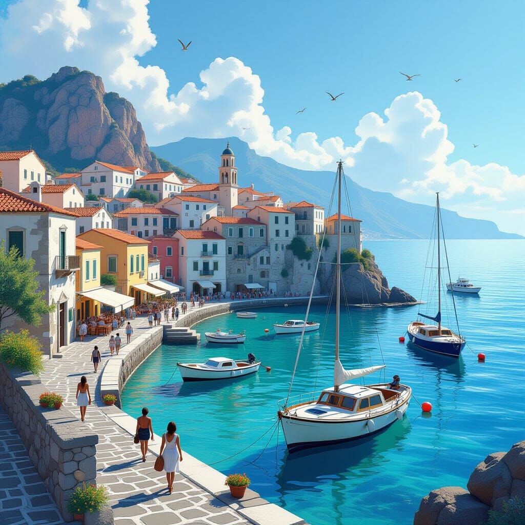 Lipari Coastal Town: A Realistic Mediterranean Seascape
