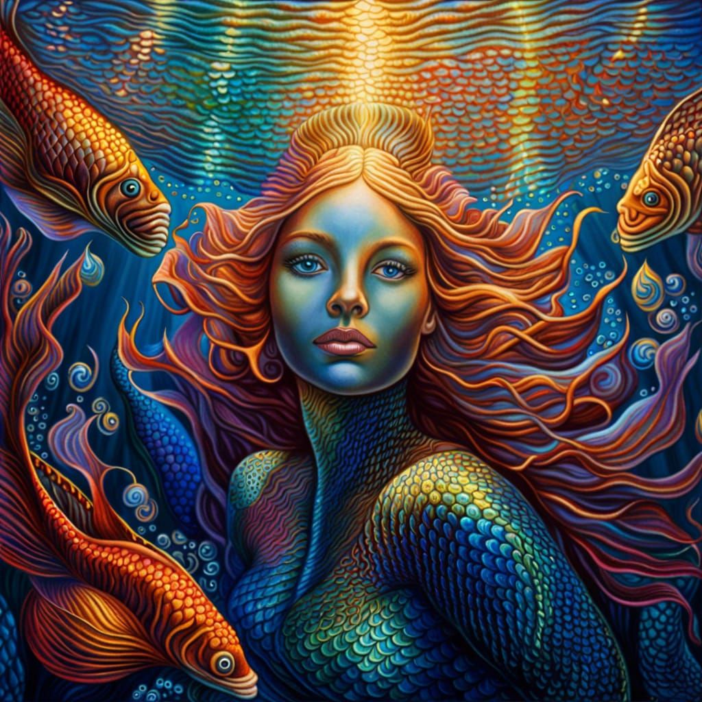 Underwater Mermaid in a Visionary Style