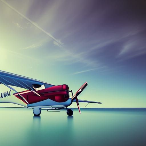 Vintage Pop Art Airplane Over Tropical Island