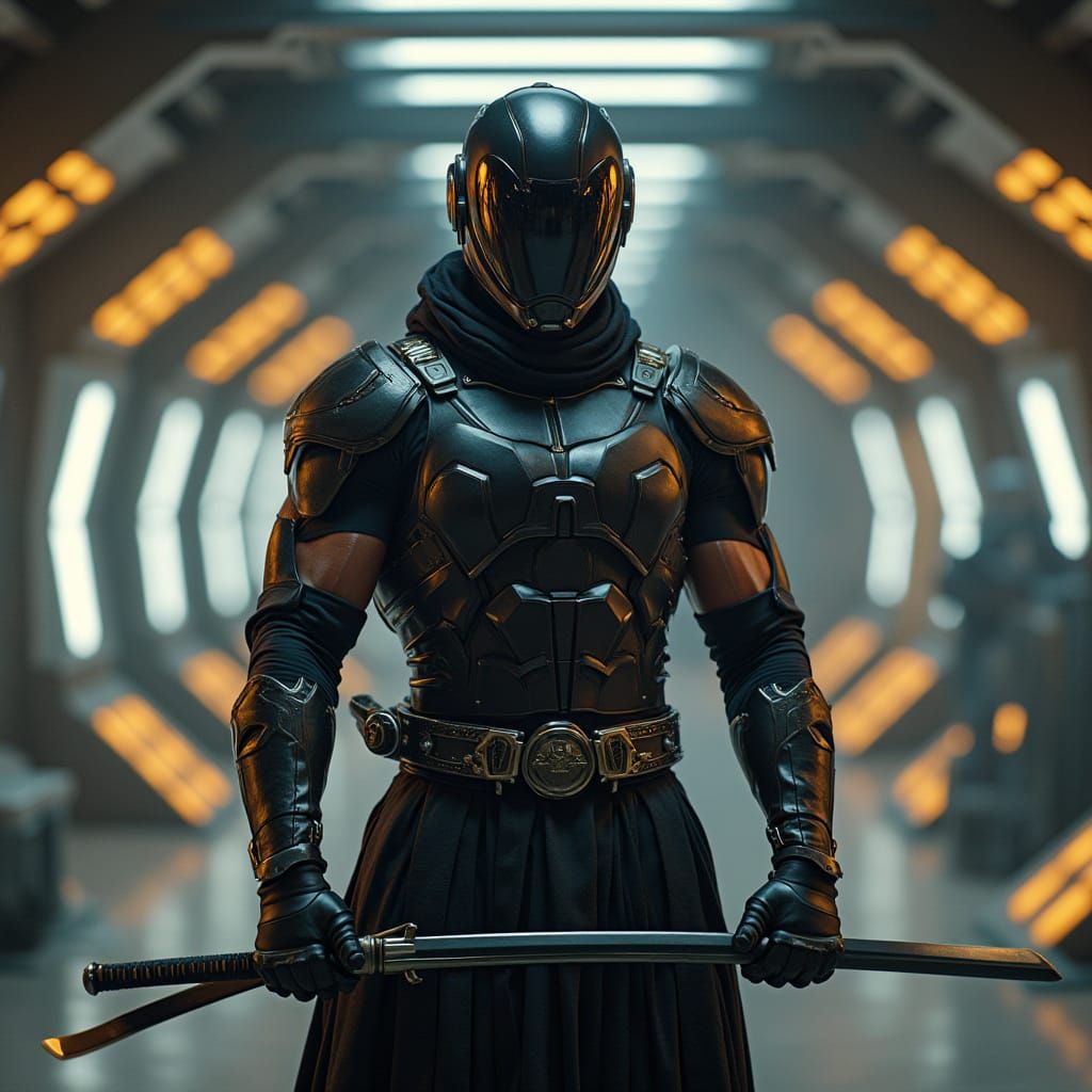 Cosmic Warrior God in Futuristic Stealth Armor