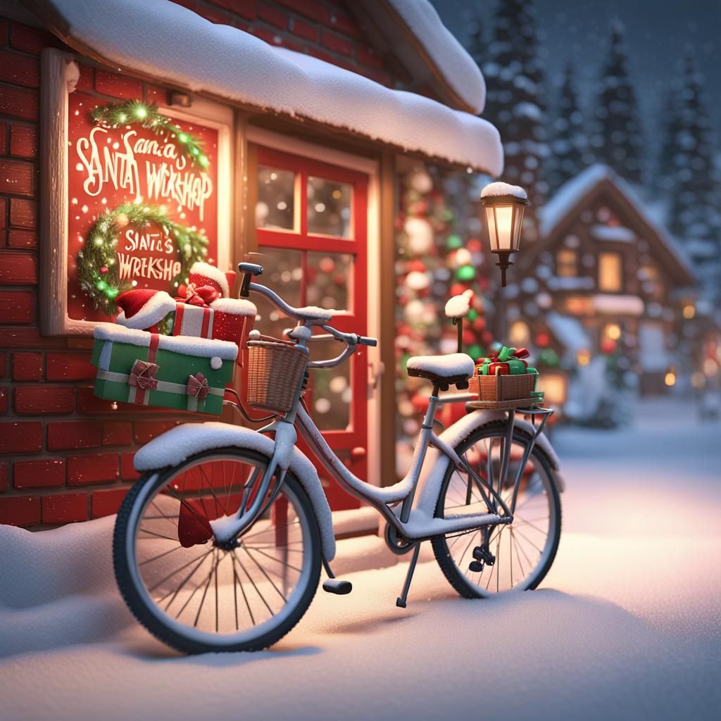 Santa's Workshop: Festive 3D Snowy Scene