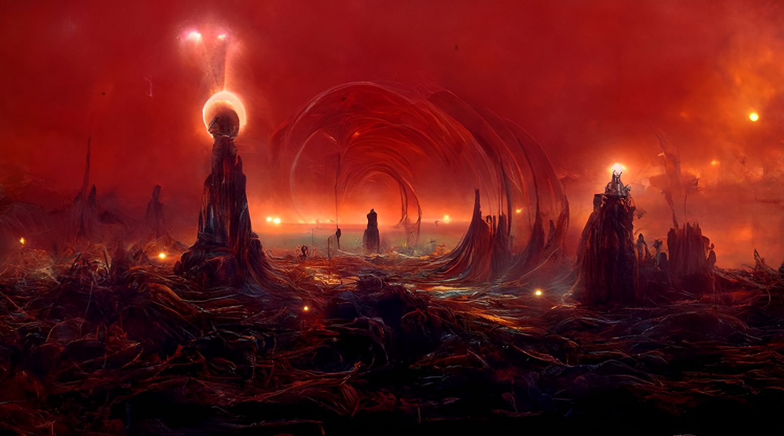 Alien World Apocalypse: Expressionist Fantasy Landscape