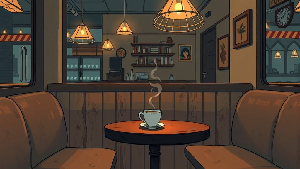 Cozy Cafe in Warm, Golden Light