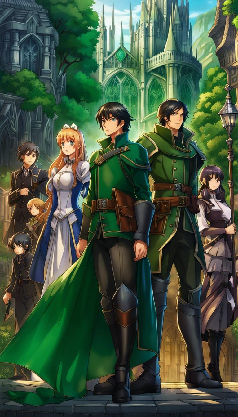 Anime Style Emerald City Scene with Figures