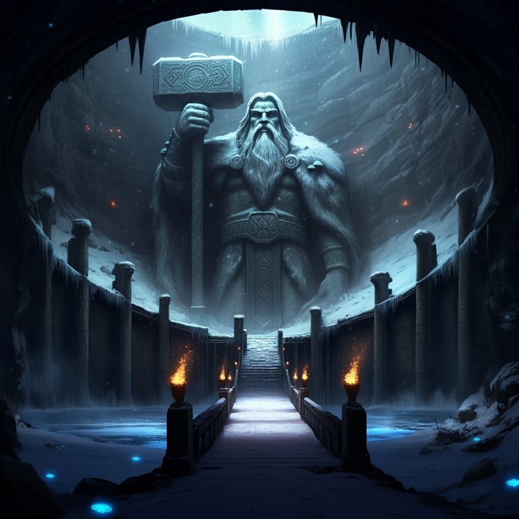 Ancient Temple in Volcano Crater, Fantasy Art