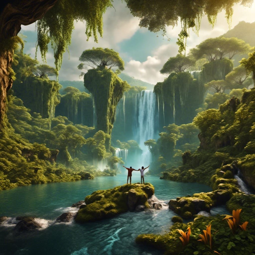 Waterfall Zen: Matte Painting Inspired Fantasy Art