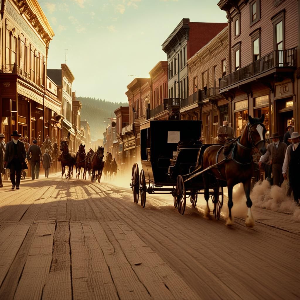Deadwood Dakota Main Street, 1877, Cinematic Western