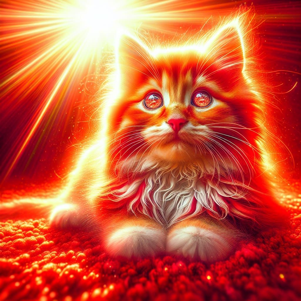 Fluffy Red Kitten in Sunlight: A Hypermaximalist Masterpiece