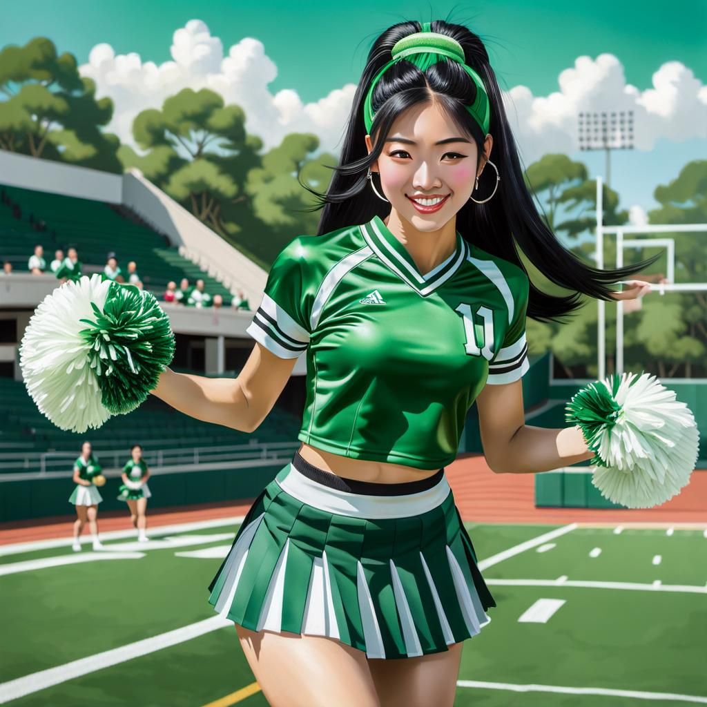Cheerleader in Baroque Style Oil Painting