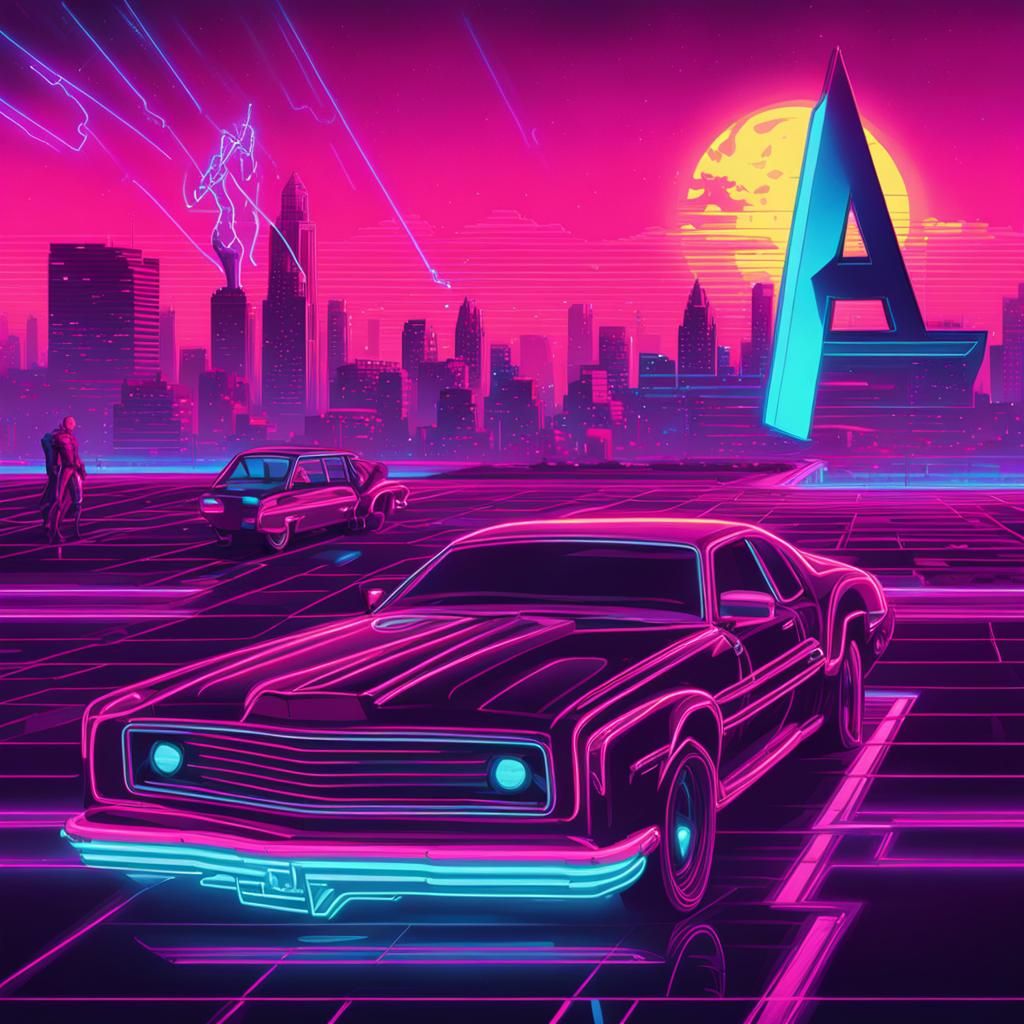 Avengers in Synthwave Neon Retro Style