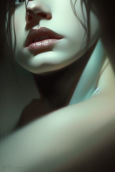 Intense Dark Portrait in Hyperdetailed Concept Art Style