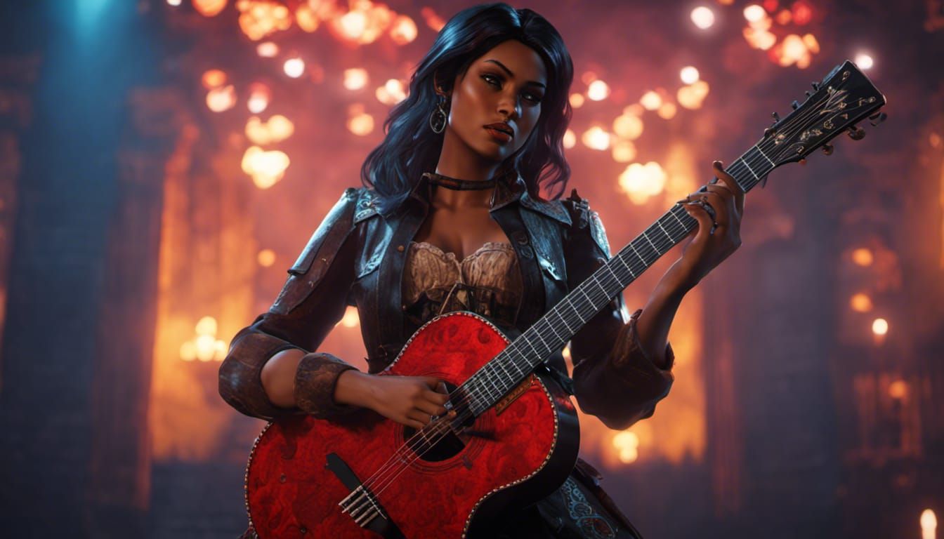 AI Woman Shreds Guitar in RDR2 Style