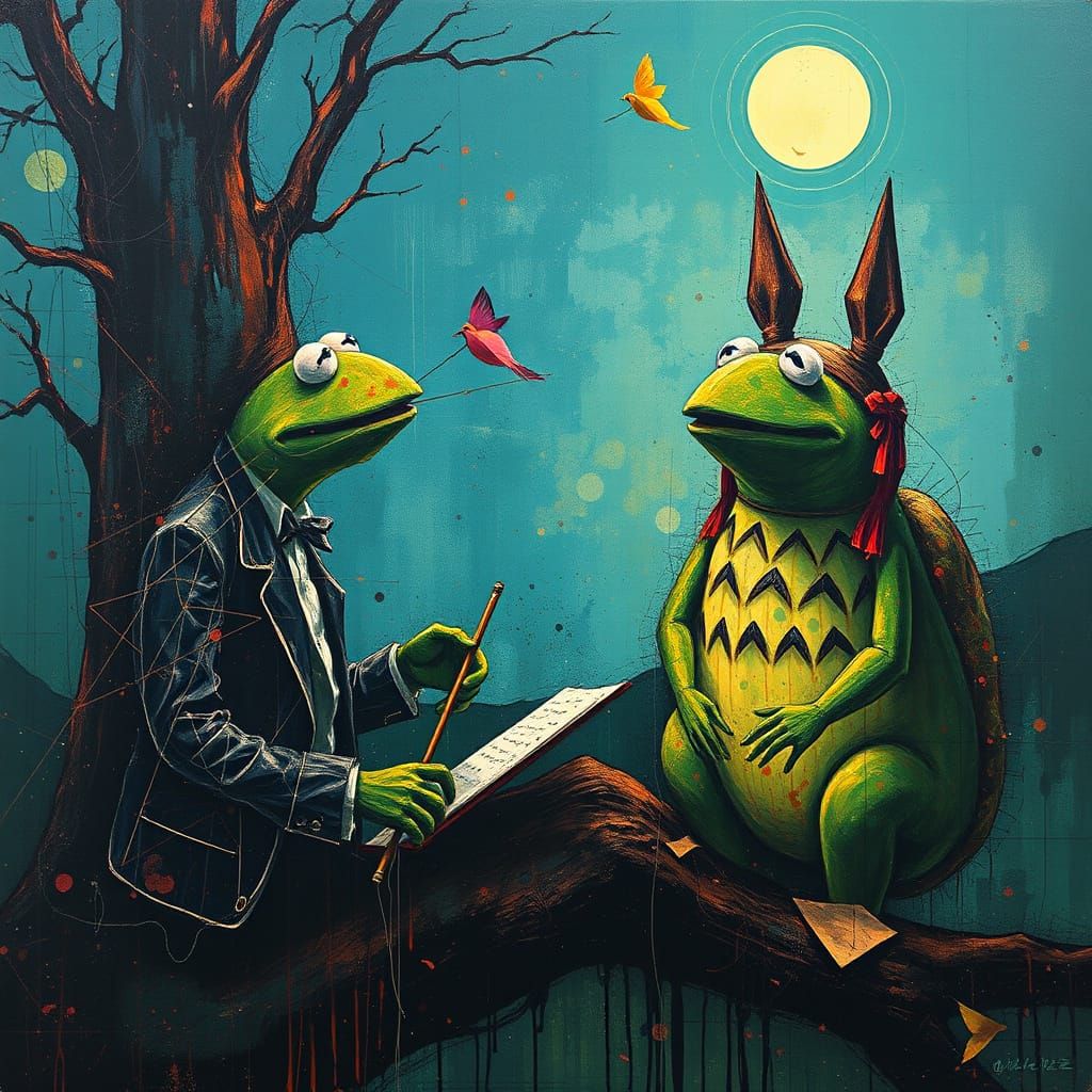 Kermit, Mozart & Totoro Hybrid Surrealism