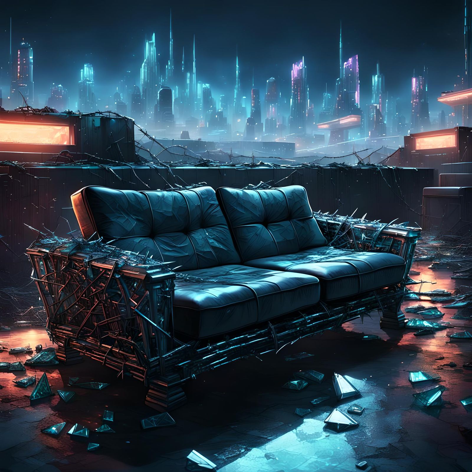 Futuristic Barbed Wire Sofa in Sci-Fi Style