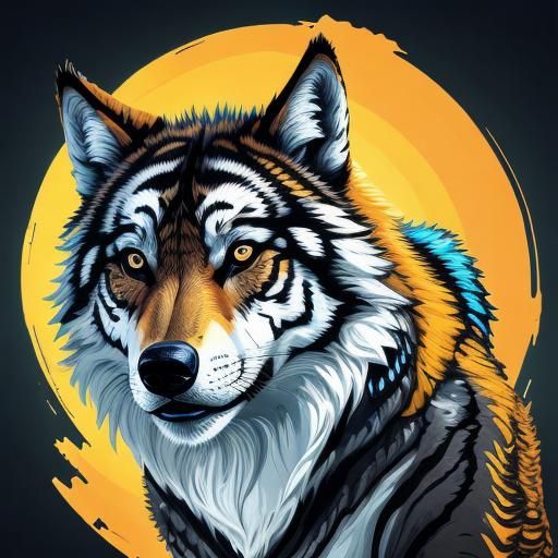 Hyper-Detailed Wolf Portrait in Pop Art Style