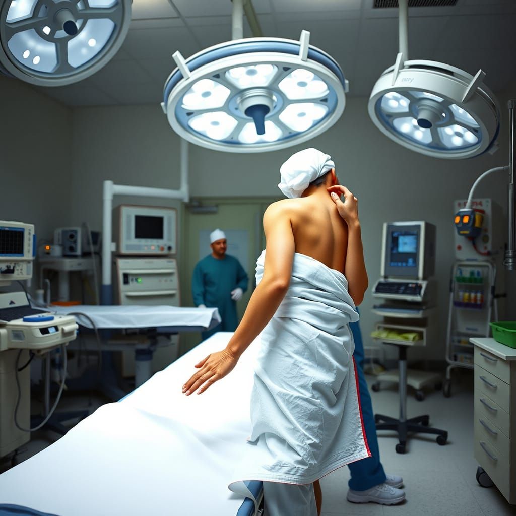 Helen Skelton in Operating Theatre, Photorealistic Style