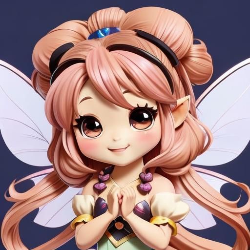 Cute Kawaii Fairy Girl in Anime Cartoon Style