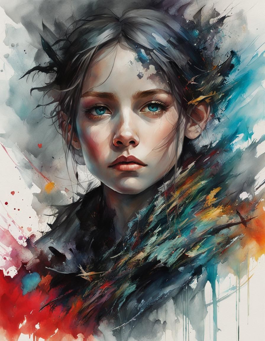 Dark Fantasy Portrait with Black Hole Heart